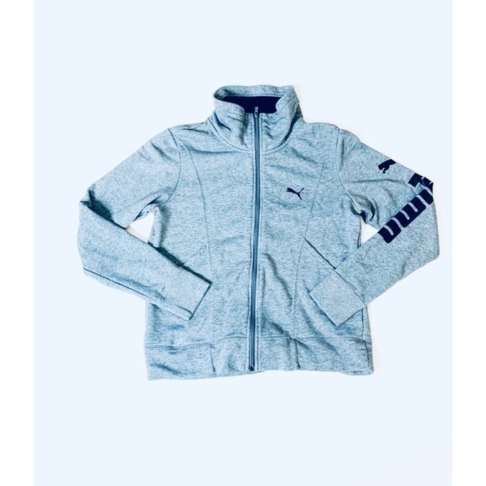 PUMA Gray Logo Zip-Up Sweatshirt-M